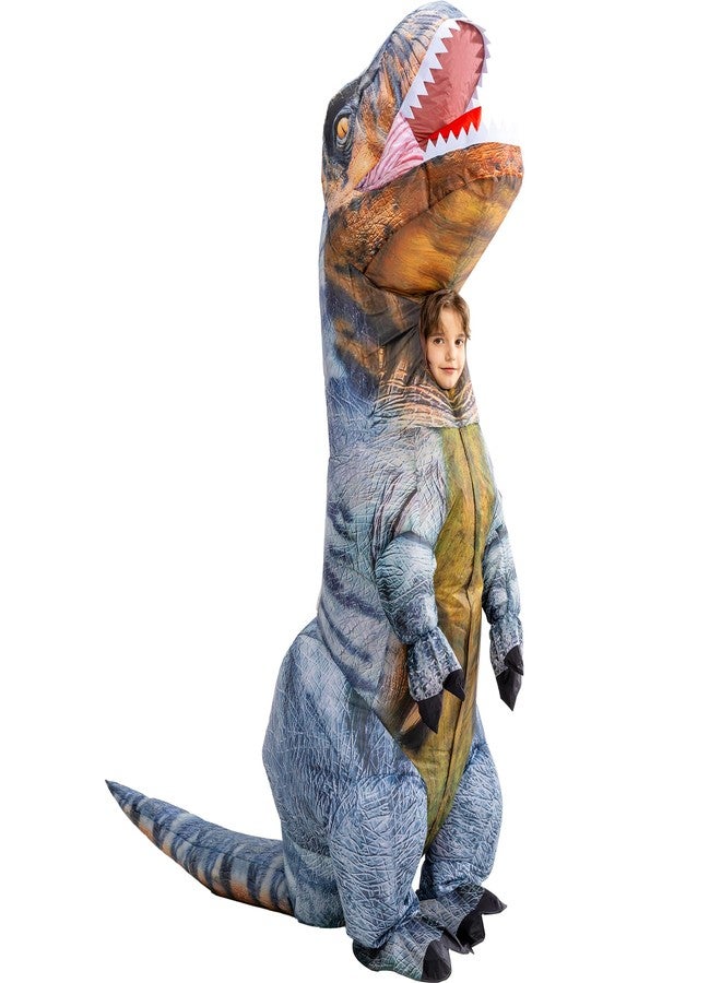 RQUXMT Inflatable T Rex Costume Kids,Blow Up Full Body Dinosaur Suit,Halloween Costumes for Boys Girls (10-12YRS) - Image 1